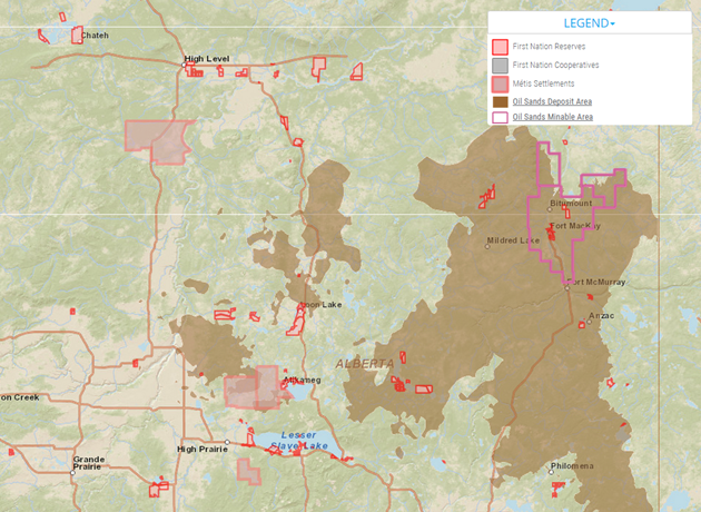 First Nations Reserves Cooperatives and Metis Settlements with Oil Sands Deposit and Minable Area